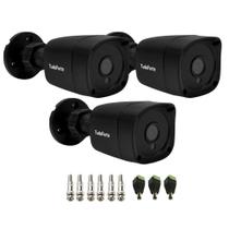 Kit 3 Câmeras de Segurança Full HD 1080p 2MP Bullet Black Visão Noturna de 20 Metros Lente 2.8mm Tudo Forte + Conectores