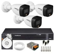 Kit 3 Câmeras De Segurança Full Hd 1080p Vhd 1220 B Full Color Full Hd 1080p Dvr Mhdx 4Ch C/Hd 500gb