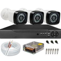 Kit 3 Câmeras de segurança infravermelho 1080p full hd Dvr 4ch