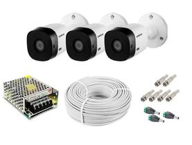 Kit 3 Cameras de Seguranca intelbras 20m Infra Vermelho 24 Leds HD c/ acessórios