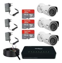 Kit 3 Câmeras De Segurança Intelbras Switch 8 Portas Sf 800