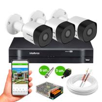 Kit 3 Câmeras de Segurança VHD 3130 B G6 HD 720p Metal + DVR MHDX 1104 4 Canais Intelbras