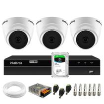 Kit 3 Câmeras Dome HD 720p Intelbras VHL 1120 D 3,6mm IR 20 + DVR Gravador de Video Inteligente Intelbras MHDX 1204 4 Canais + HD 2TB