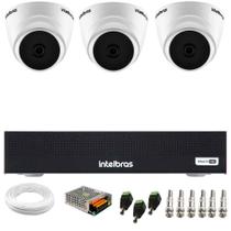 Kit 3 Câmeras Dome VHL 1220 D G2 HDCVI 2 megapixels Intelbras Visão Noturna 20m + DVR Intelbras MHDX 3004-C 4 Canais