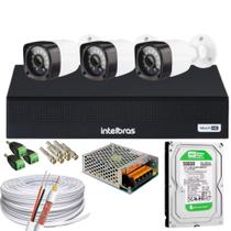 Kit 3 Câmeras FULL HD 1080p + DVR Intelbras MHDX 3004-C C/HD 500gb