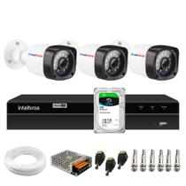 Kit 3 Câmeras Full HD 1080p Tudo Forte + DVR Gravador de Video Intelbras MHDX 1204 4 Canais + HD 2TB