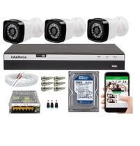 Kit 3 Câmeras HD 720p + DVR Intelbras MHDX 3104 C/HD 250gb