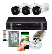 Kit 3 Câmeras Intelbras 1120b Dvr 4 Canais Lançamento Com Hd