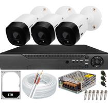Kit 3 Câmeras Intelbras 20 Mts Dvr 04 Canais Alta Performance Com Hd 1tb Cor Branca Kit 3 Câmeras Intelbras 20 Mts Dvr 04 Canais Alta Performance Com Hd 1tb Cor Branca