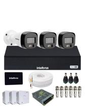 Kit 3 Câmeras Intelbras 3220b Full Color Com Áudio Dvr Mhdx 4 Canais Intelbars Com Ssd 512gb