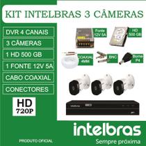 kit 3 câmeras Intelbras completo