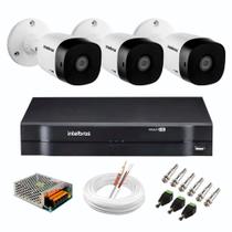 Kit 3 Câmeras Intelbras de Segurança vhd 1220 B G6 20 Metros Infra dvr mhdx 1104 Full HD