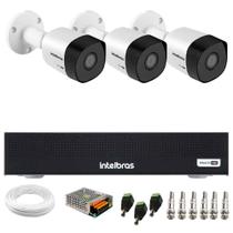 Kit 3 Câmeras Intelbras HD 720p VHD 3120 B G7 Bullet Visão Noturna 20m Proteção IP67 + Dvr Intelbras MHDX 1004-C 4 Canais