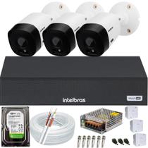 Kit 3 Câmeras Intelbras segurança monitoramento completo