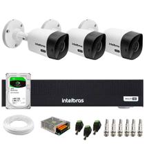 Kit 3 Câmeras Intelbras VHC 1120 B HD 720p Visão Noturna 20m IP66 + Gravador Digital de vídeo Intelbras MHDX 1104-C + HD 2TB BarraCuda