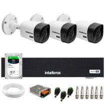 Kit 3 Câmeras Intelbras VHC 1120 B HD 720p Visão Noturna 20m IP66 + Gravador Digital de vídeo Intelbras MHDX 1104-C + HD SkyHawk 1TB