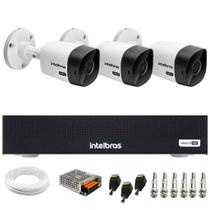 Kit 3 Câmeras Intelbras VHC 1120 B HD 720p Visão Noturna 20m Resistente à Chuva IP66 + DVR Gravador Digital de vídeo Intelbras MHDX 1104-C