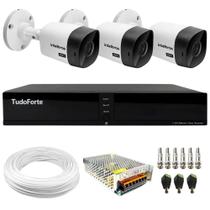 Kit 3 Câmeras Intelbras VHC 1120 B HD 720p Visão Noturna 20m Resistente à Chuva IP66 + Dvr Tudo Forte TFHDX 3304 Full HD 4 Canais Com App Xmeye