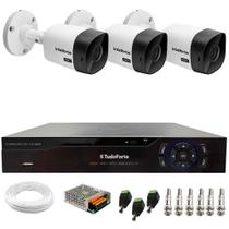 Kit 3 Câmeras Intelbras VHC 1120 B HD 720p Visão Noturna 20m Resistente à Chuva IP66 + Dvr Tudo Forte TFHDX 3304 Full HD 4 Canais Com App Xmeye