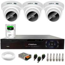 Kit 3 Câmeras Intelbras VHC 1120 D HD 720p Dome Infravermelho de 20 metros Lente 2.8mm + Dvr Tudo Forte TFHDX 3304 Full HD 4 Canais + HD 1TB BarraCuda