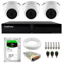 Kit 3 Câmeras Intelbras VHD 1120 D G7 HD 720p Dome Lente 2.8mm Visão Noturna 20M + Dvr Tudo Forte TFHDX 3304 Full HD 4 Canais + HD 2TB BarraCuda