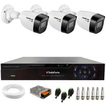 Kit 3 Câmeras Intelbras VHD 1130 B HD 720p Bullet com Lente 2.8mm Visão Noturna 30m Resistente à Chuva IP67 + Dvr Tudo Forte TFHDX 3304 4 Canais