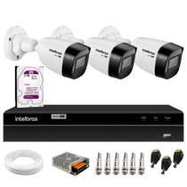 Kit 3 Câmeras Intelbras VHD 1130 B HD 720p Bullet Lente 2.8mm Visão Noturna 30m Resistente à Chuva IP67 + DVR Intelbras MHDX 1204 4 Canais + HD 2TB