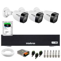 Kit 3 Câmeras Intelbras VHD 1130 B HD 720p Visão Noturna 30m Resistente à Chuva IP67 + Dvr Intelbras MHDX 1104-C 4 Canais + HD SkyHawk 1TB