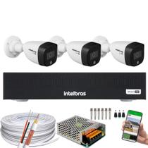 Kit 3 Câmeras Intelbras VHD 1220 B Full Color Bullet Full HD 1080p Multi HD IR 20m + Dvr MHDX 3004