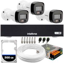 Kit 3 Câmeras Intelbras VHD 1220 B Full Color DVR Gravador de Vídeo Intelbras