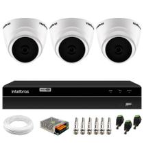 Kit 3 Câmeras Intelbras VHD 1220 D Dome Infra 20mts Full HD 1080 DVR MHDX 1104 Intelbras com app