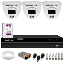 Kit 3 Câmeras Intelbras VHD 1220 D G7 Full Color com Alta Definição Full HD Visão Noturna 20m + DVR Intelbras MHDX 1204 4 Canais + HD 1TB Purple