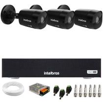 Kit 3 Câmeras Intelbras VHD 1230 B Full HD 1080p Bullet Black G7 Visão Noturna 30m IP67 + DVR Intelbras MHDX 3004-C 4 Canais