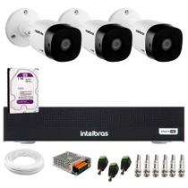 Kit 3 Câmeras Intelbras VHD 1230 B Full HD 1080p Bullet Visão Noturna de 30 metros IP67 + Dvr Intelbras MHDX 1104-C 4 Canais + HD 1TB Purple