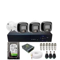 Kit 3 Câmeras Intelbras Vhd 3220b Fc+ Imagem Colorida Mais Audio Dvr 04ch C/Hd No Dvr