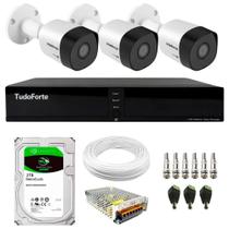 Kit 3 Câmeras Intelbras VHD 3230 B G7 Bullet Full HD 1080p Multi HD IP67 + Dvr Tudo Forte TFHDX 3304 4 Canais Com App Xmeye + HD 2TB BarraCuda