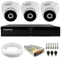 Kit 3 Câmeras Intelbras VHD 3230 D G7 Dome Full HD 1080p Visão Noturna de 30m IP67 + Dvr Tudo Forte TFHDX 3304 4 Canais Com App Xmeye