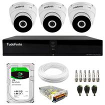 Kit 3 Câmeras Intelbras VHD 3230 D G7 Dome Full HD Visão Noturna de 30m IP67 + Dvr Tudo Forte TFHDX 3304 4 Canais Com App Xmeye + HD 1TB BarraCuda