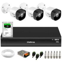 Kit 3 Câmeras Intelbras VHD 3530 B 5MP HDCVI Bullet Visão Noturna 30m IP67 + DVR Intelbras IMHDX 5108 8 Canais + HD 1TB BarraCuda