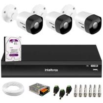 Kit 3 Câmeras Intelbras VHD 3530 B 5MP HDCVI Bullet Visão Noturna 30m IP67 + DVR Intelbras IMHDX 5108 8 Canais + HD 1TB Purple