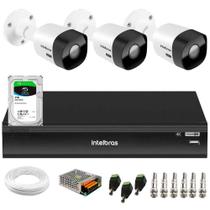 Kit 3 Câmeras Intelbras VHD 3530 B 5MP HDCVI Bullet Visão Noturna 30m IP67 + DVR Intelbras IMHDX 5108 8 Canais + HD SkyHawk 1TB