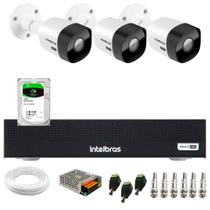 Kit 3 Câmeras Intelbras VHD 3530 B 5MP HDCVI Bullet Visão Noturna 30m IP67 + DVR Intelbras MHDX 3004-C 4 Canais + HD 2TB BarraCuda