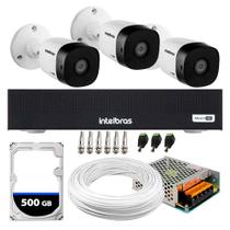 Kit 3 Câmeras Intelbras VHD1230B G7 Multi-HD FULL HD 1080p Visão Noturna 30m Proteção IP67 + DVR MHDX 1004-C 4 Canais + HD 500GB