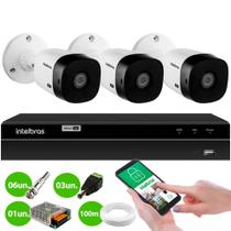 Kit 3 Câmeras Intelbras VHL 1120 B HD 720p HDCVI Infra 20m IP66 + DVR Intelbras MHDX 1204 4 Canais