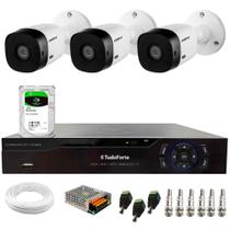 Kit 3 Câmeras Intelbras VHL 1220 B Bullet Full HD 1080p Visão Noturna 20m IP66 + Dvr Tudo Forte TFHDX 3304 4 Canais Com App Xmeye + HD 2TB BarraCuda