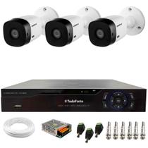 Kit 3 Câmeras Intelbras VHL 1220 B HDCVI LITE Bullet Full HD 1080p Visão Noturna 20m IP66 + Dvr Tudo Forte TFHDX 3304 4 Canais Com App Xmeye