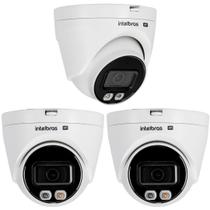 Kit 3 Câmeras IP 2 Megapixels 20m PoE com Áudio VIP 1220 D FULL COLOR+ Intelbras