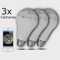 Kit 3 Câmeras ip Wi-fi Panorâmica Lâmpada com Visão Noturna - Afc