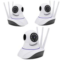 Kit 3 Câmeras ip Wi Fi Robo 3 Antenas Visão Noturna