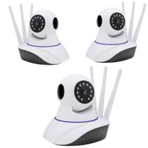Kit 3 Câmeras IP WiFi Robo 3 Antenas Visão Noturna Ap Yoosee